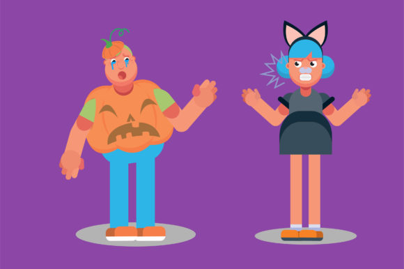 A Boy and a Girl Halloween Costumes Graphics