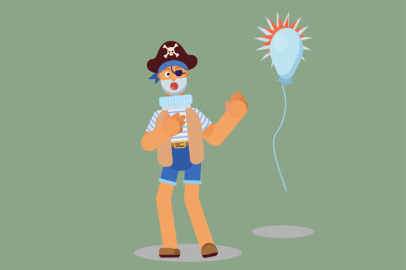 A Pirate Shocked by a Explode Balloon Graphics
