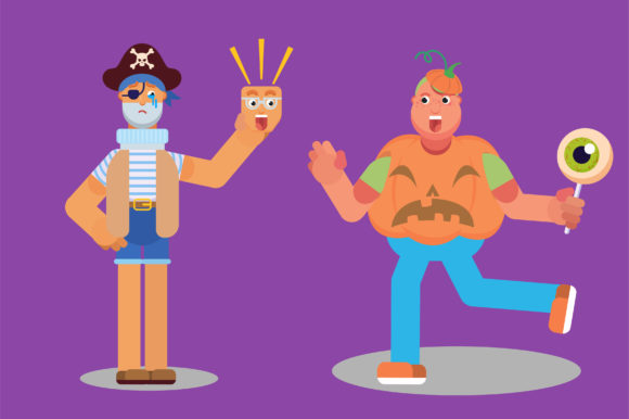 A Pumpkin Boy and a Pirate - Halloween Graphics & Illustrations for Branding