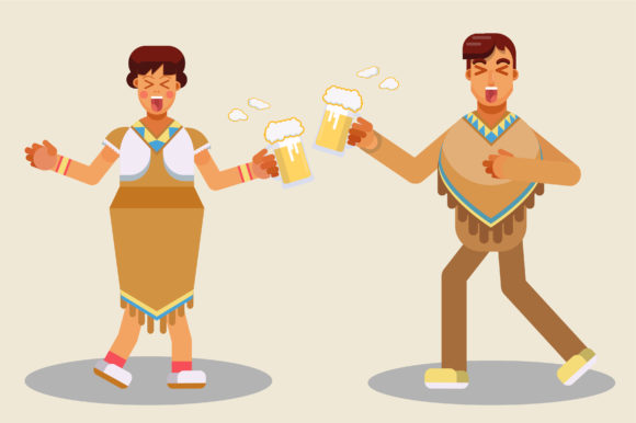 Boy and Girl Make a Toast - Thanksgiving Graphics