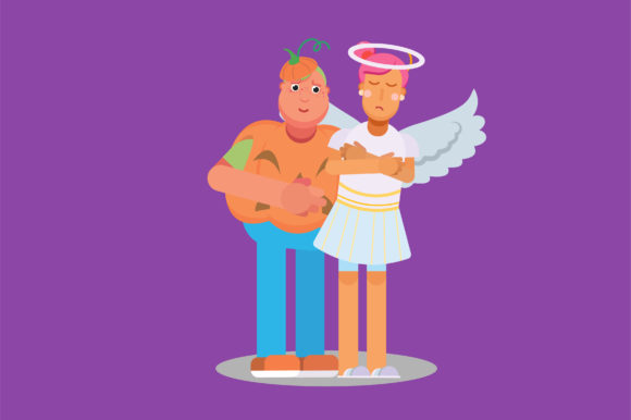 Cartoon Halloween Child Sad Theme Graphics and Illustrations