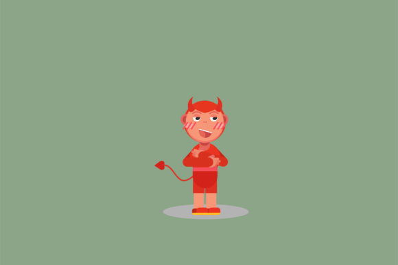 Character of Smiling Little Devil Graphics and Illustrations