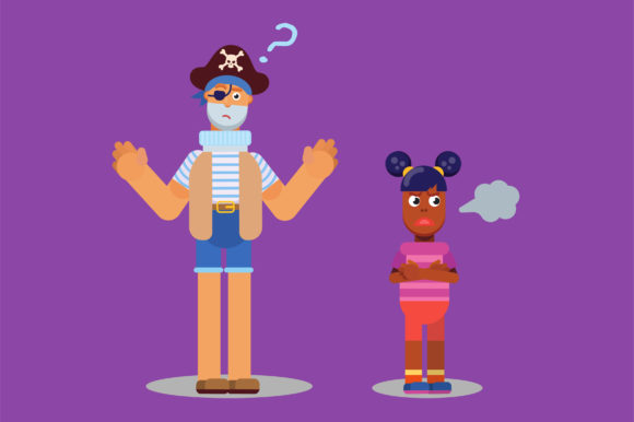 Characters of a Little Girl and a Pirate: Graphics for Creative Branding