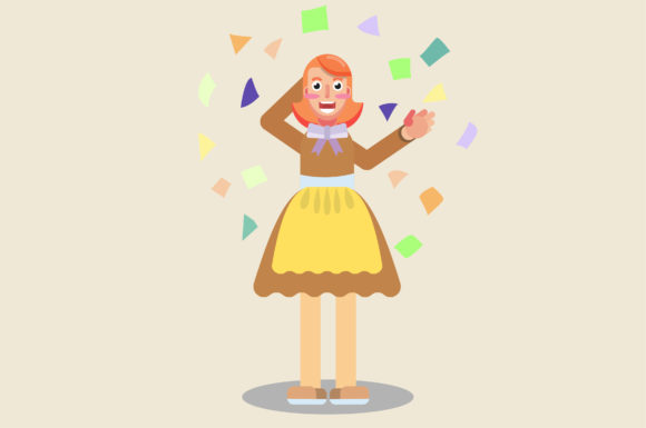 Characters of Beauty Girl Celebrate Graphics and Illustrations