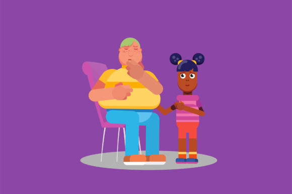 Characters of Sad Boy and a Little Girl Graphics