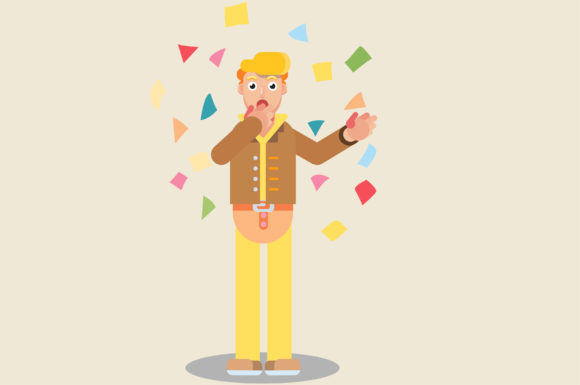 Characters of Surprised Man Graphics and Illustrations