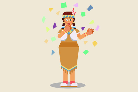 Characters of Surprised Native Girl Graphics and Illustrations