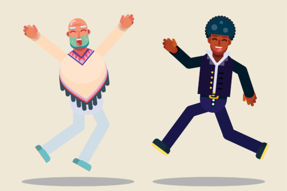 Characters of Thanksgiving - Jumping Graphics and Illustrations