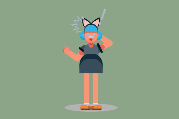 Girl with a Cat Costume Graphics and Illustrations
