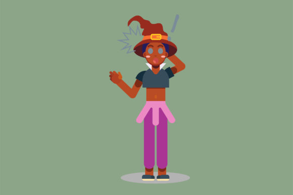 Halloween Character - Confused Witch Graphics