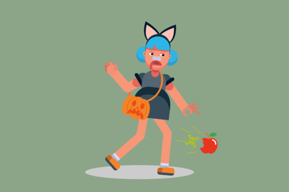 Halloween Characters and an Apple: Graphics and Illustrations