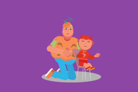 Illustration of Kids Wearing Halloween Graphics and Illustrations