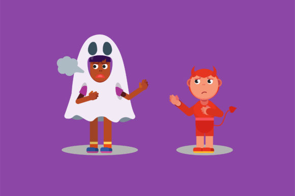 Little Kids with Halloween Costumes: Illustrations & Graphics