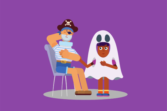 Sad Pirate and Little Girl Graphics for Illustrations